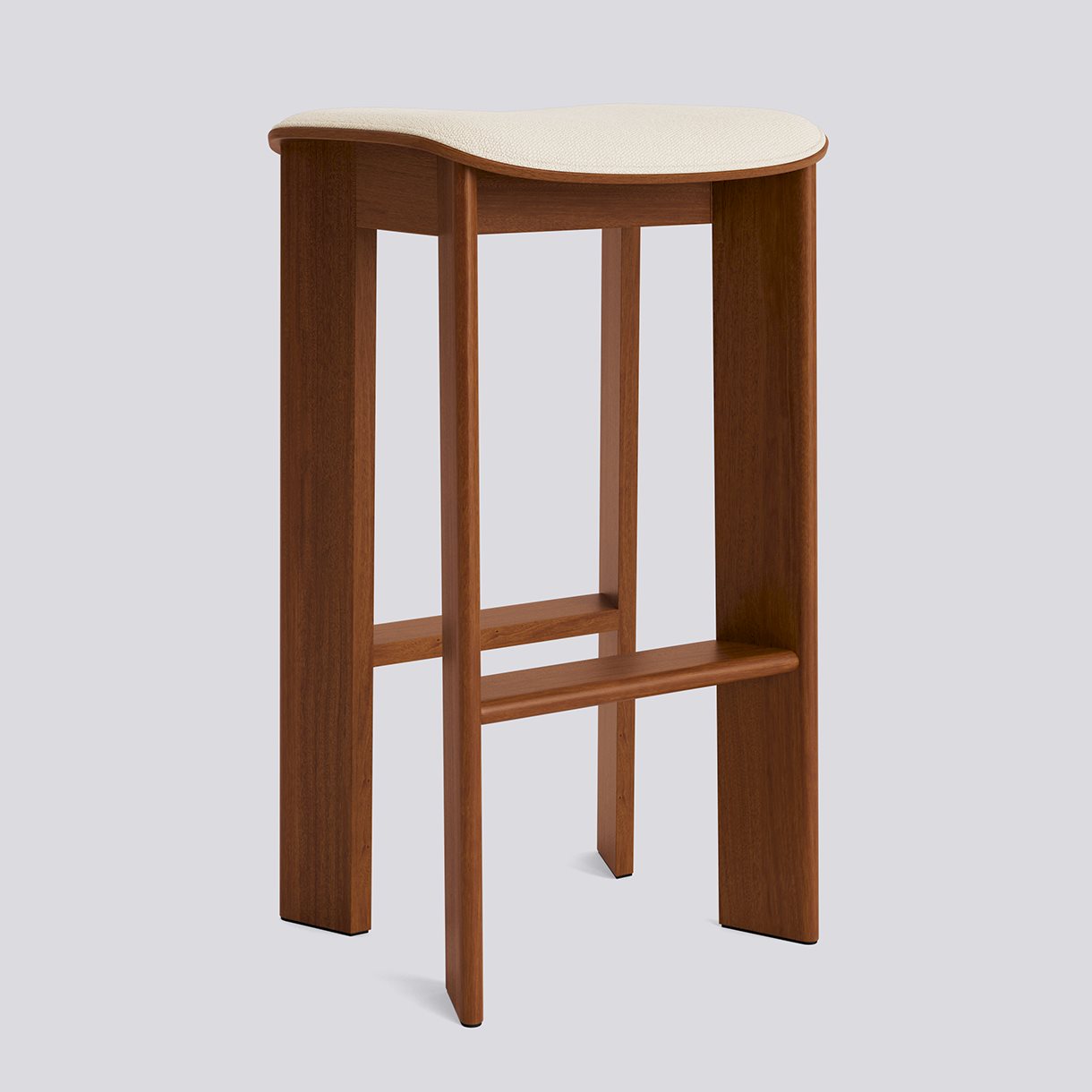 Chisel 30 Bar stool High H75 Standard glider-Lacquered walnut Seat upholstery-Turf-Cream