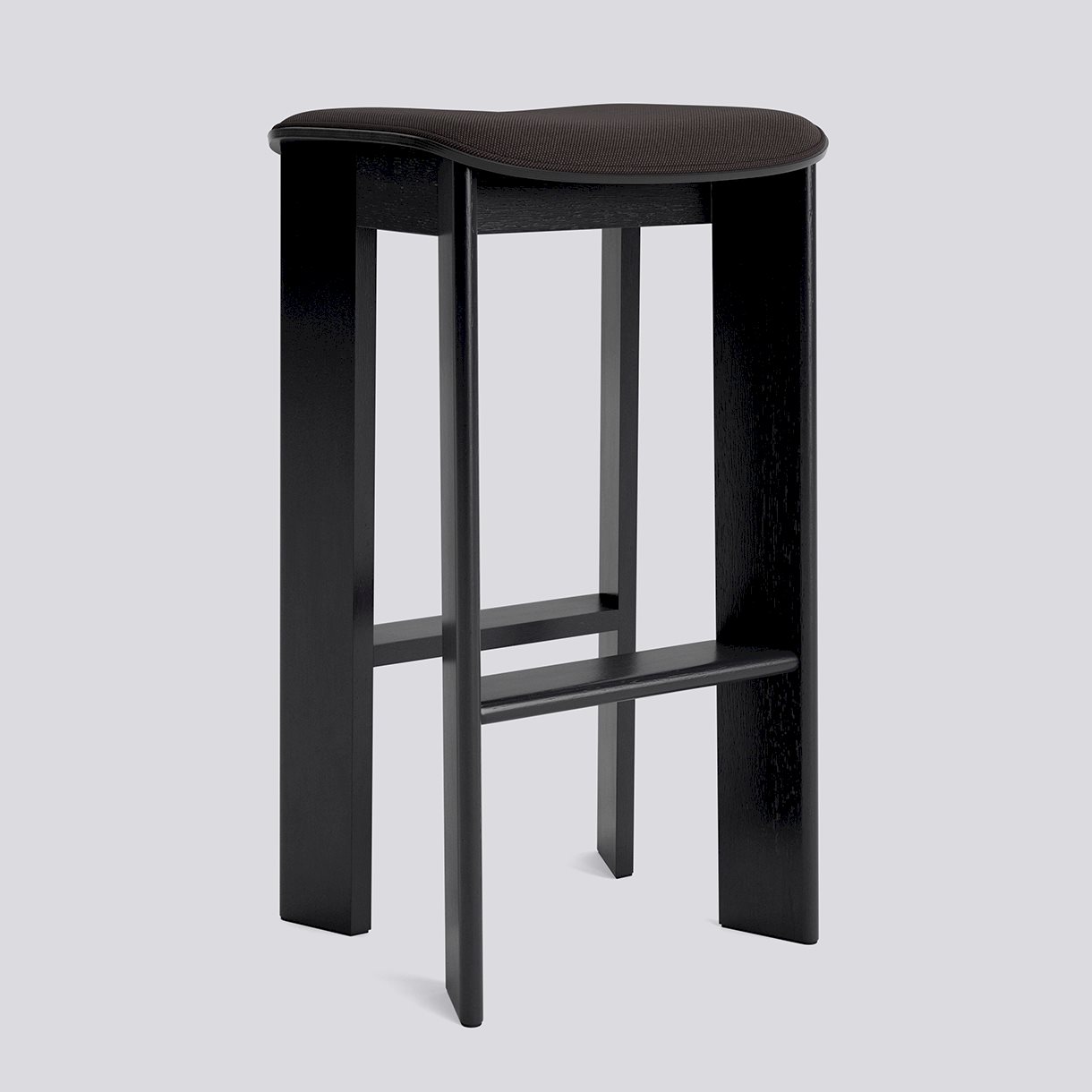 Chisel 30 Bar stool High H75 Standard glider-Black lacquered oak Seat upholstery-Steelcut Trio-383