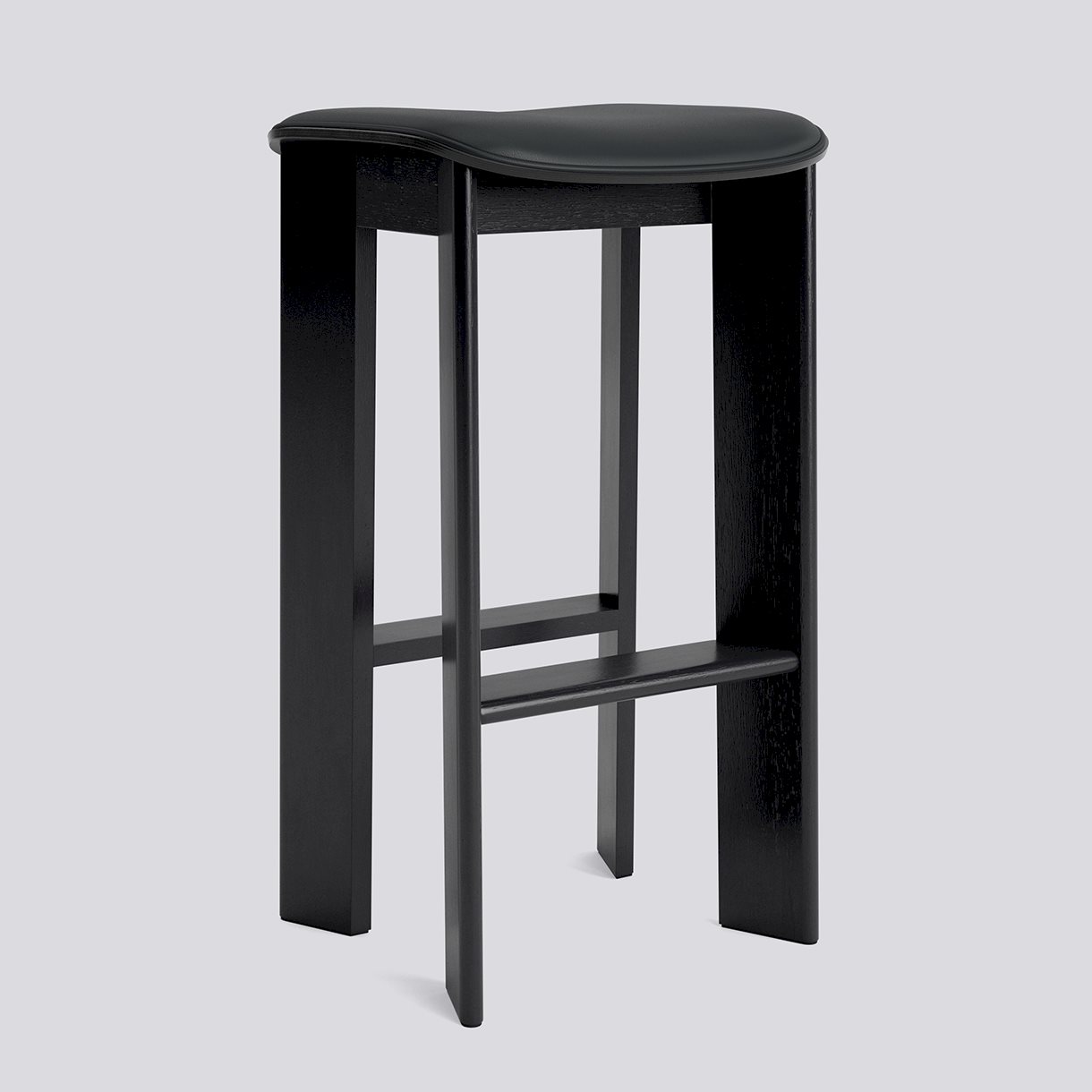 Chisel 30 Bar stool High H75 Standard glider-Black lacquered oak Seat upholstery-Grano-Black