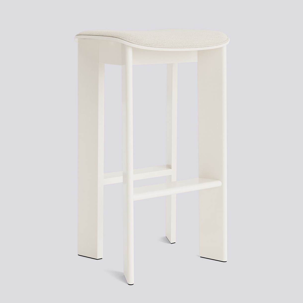 Chisel 30 Bar stool High H75 Standard glider-Cream white lacquered beech Seat upholstery-Mode-011