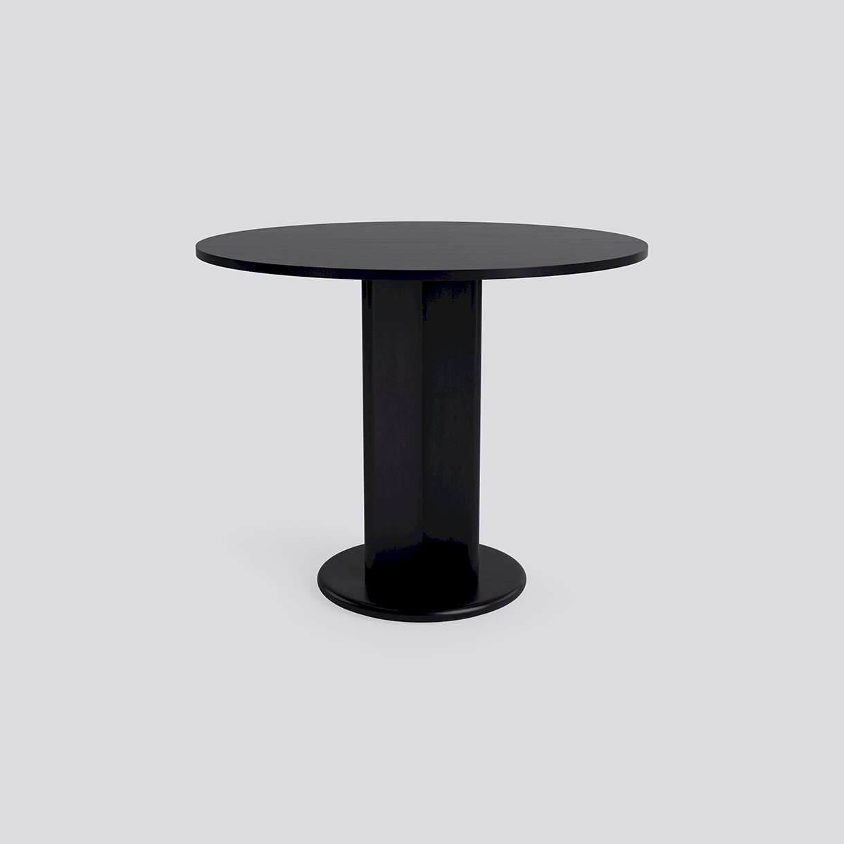 Chisel 29 Table Round Column base Black lacquered oak-Ø90 x H74-Black lacquered oak veneer tabletop Black lacquered edge