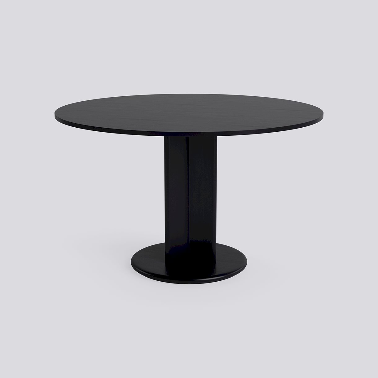 Chisel 29 Table Round Column base Black lacquered oak-Ø120 x H74-Black lacquered oak veneer tabletop Black lacquered edge