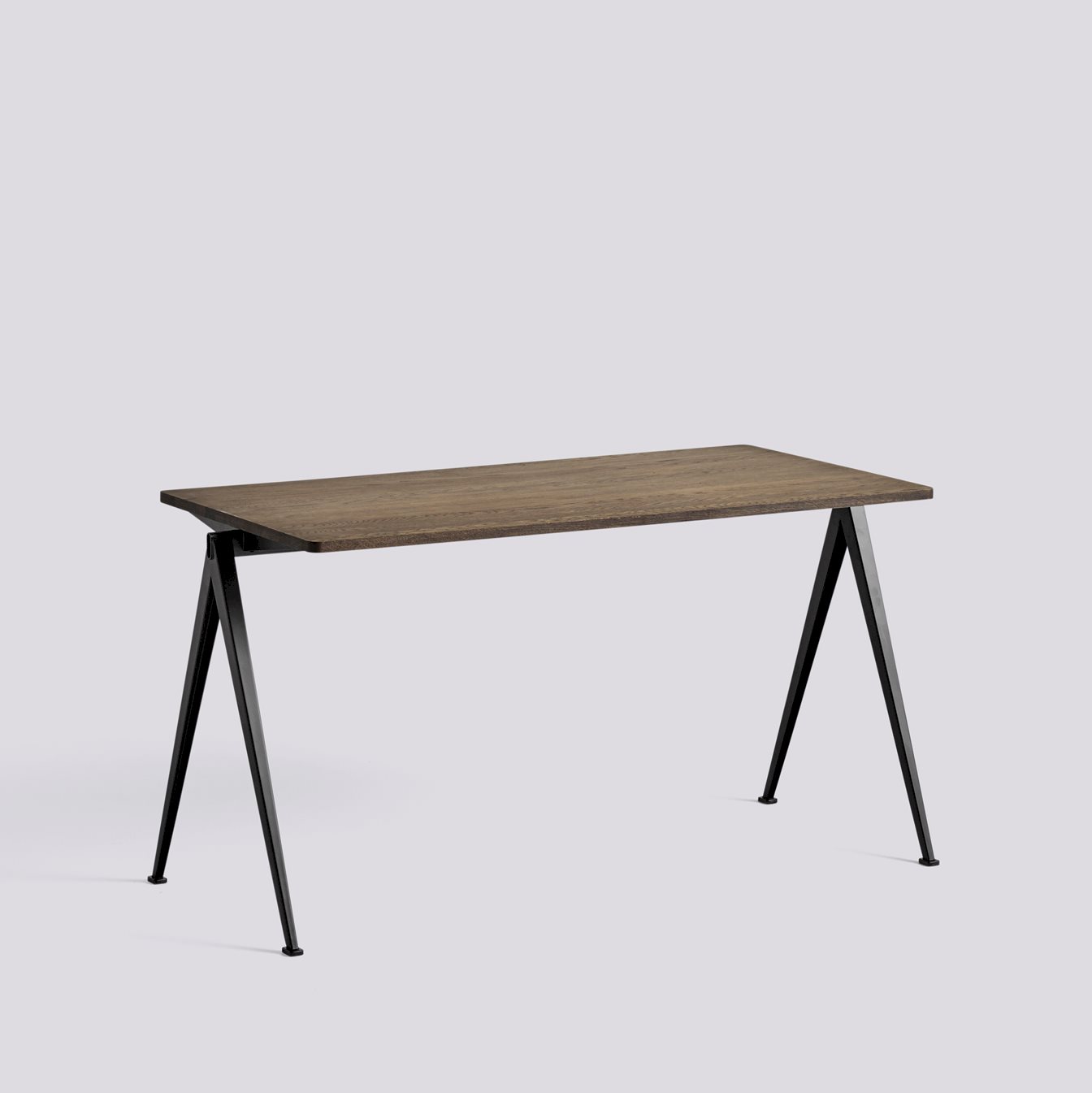 Pyramid 01 Table Black powder coated steel frame-L140 x W65 x H74-Smoked oiled solid oak tabletop/edge