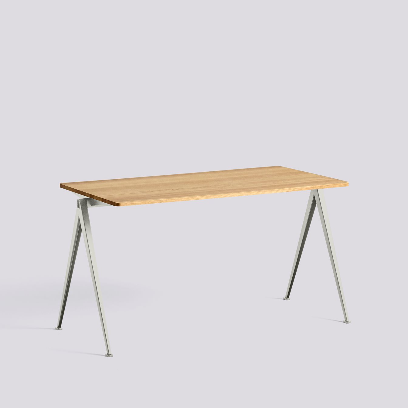 Pyramid 01 Table Beige powder coated steel frame-L140 x W65 x H74-Water-based lacquered solid oak tabletop/edge