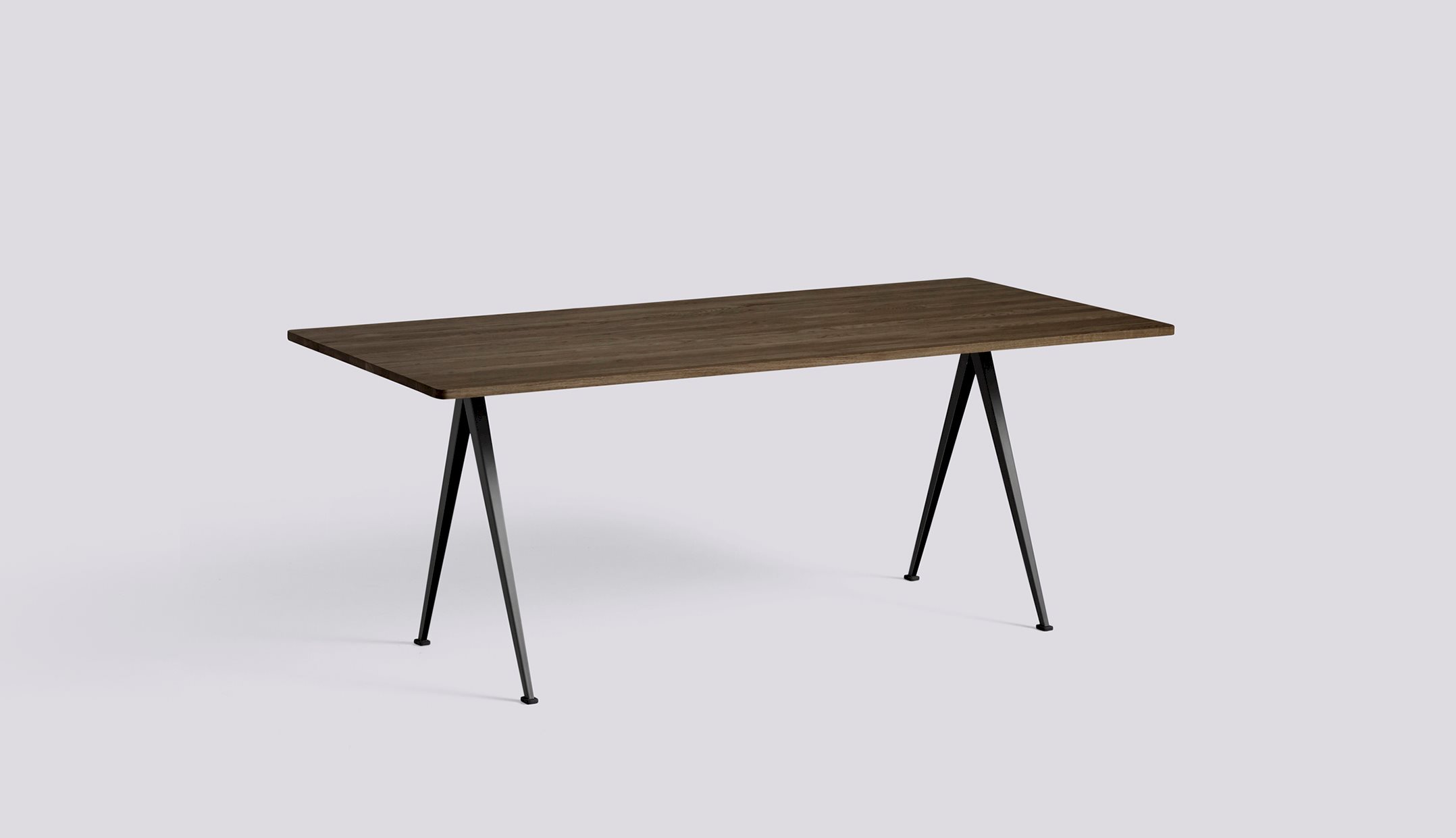 Pyramid 02 Table Black powder coated steel frame-L190 x W85 x H74-Smoked oiled solid oak tabletop/edge