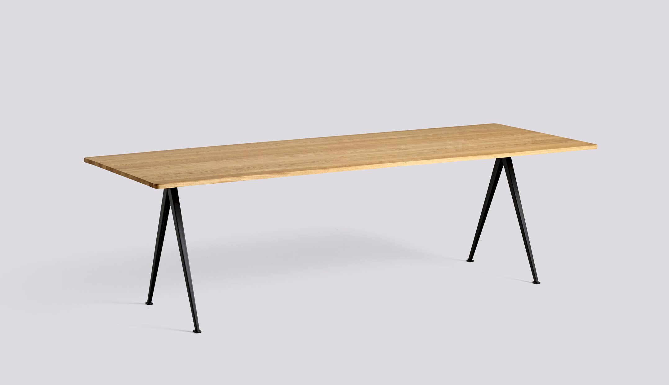 Pyramid 02 Table Black powder coated steel frame-L250 x W85 x H74-Water-based lacquered solid oak tabletop/edge