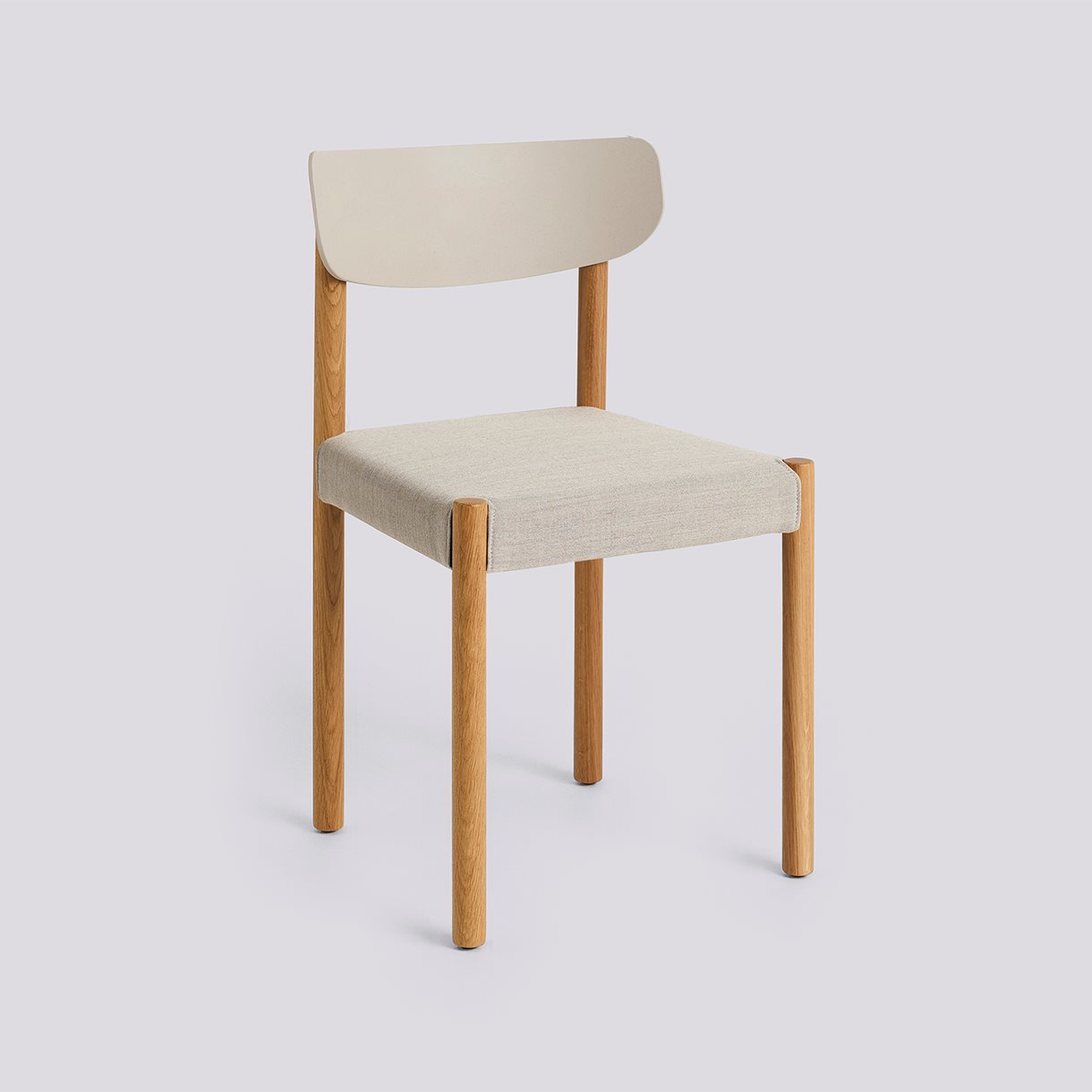 Pack Chair 11 Oiled solid oak 4 leg base Standard glider-Chalk grey polypropylene wood fiber back Seat upholstery-Remix-126