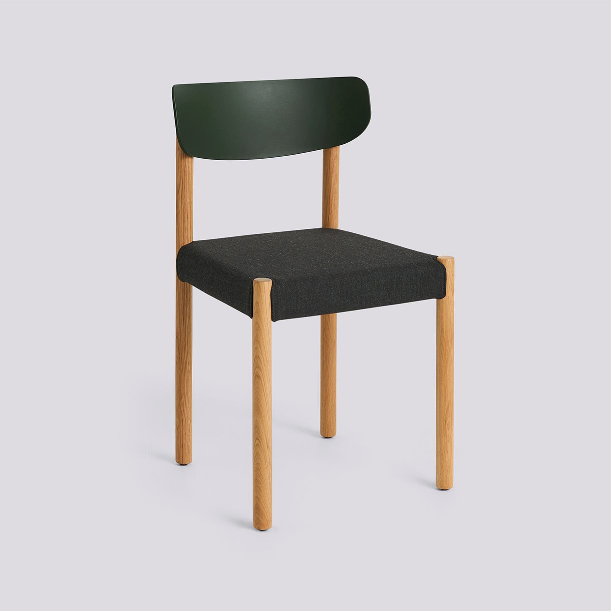 Pack Chair 11 Oiled solid oak 4 leg base Standard glider-Palm green polypropylene wood fiber back Seat upholstery-Remix-973