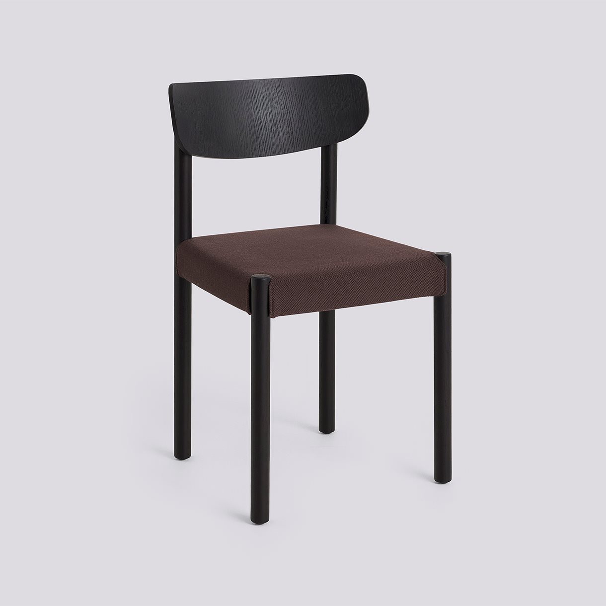 Pack Chair 11 Iron black lacquered solid oak 4 leg base Standard glider-Iron black oak veneer back Seat upholstery-Steelcut-695