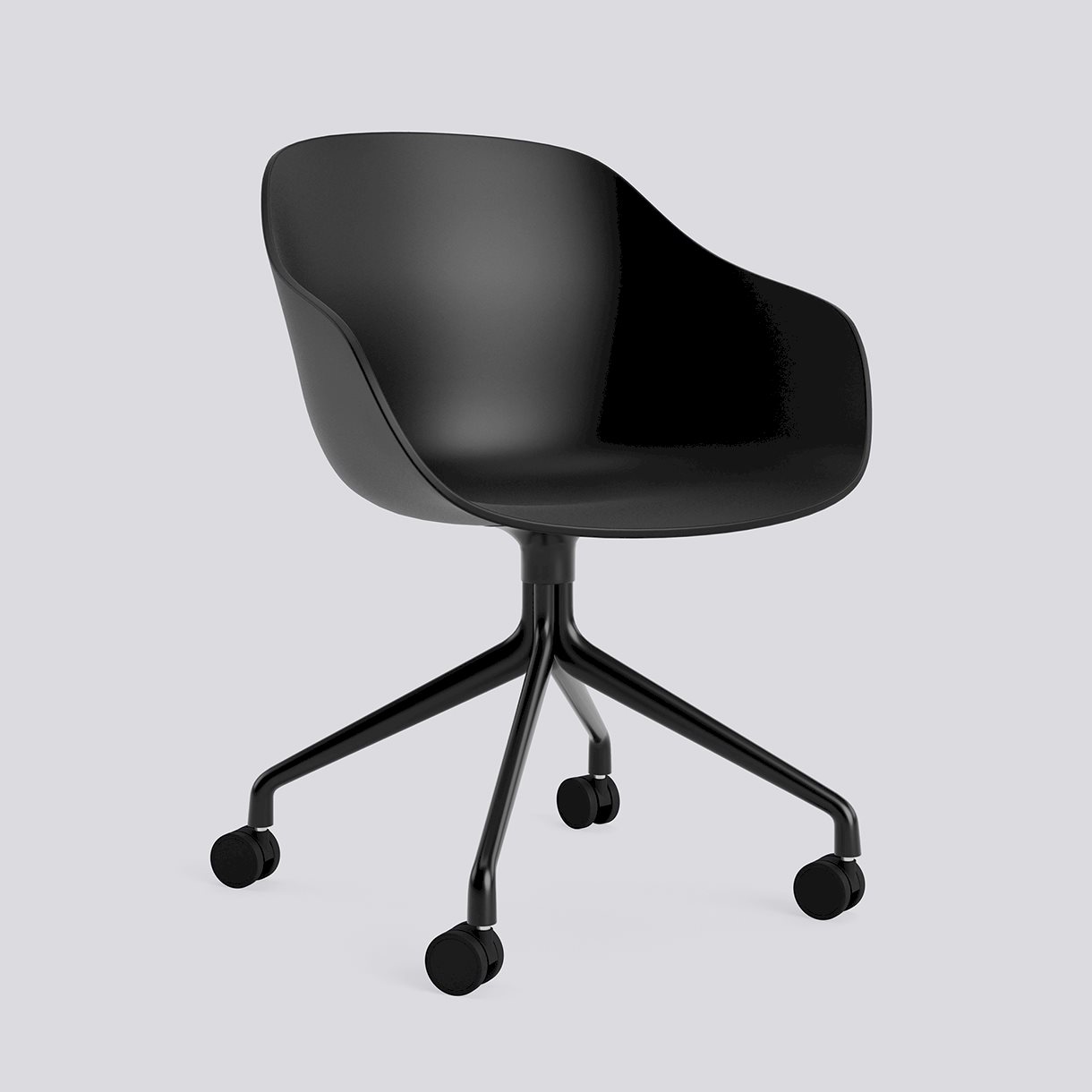 AAC224 Black powder coated aluminium 4 star swivel wheel base-Black 2.0 shell-None-None