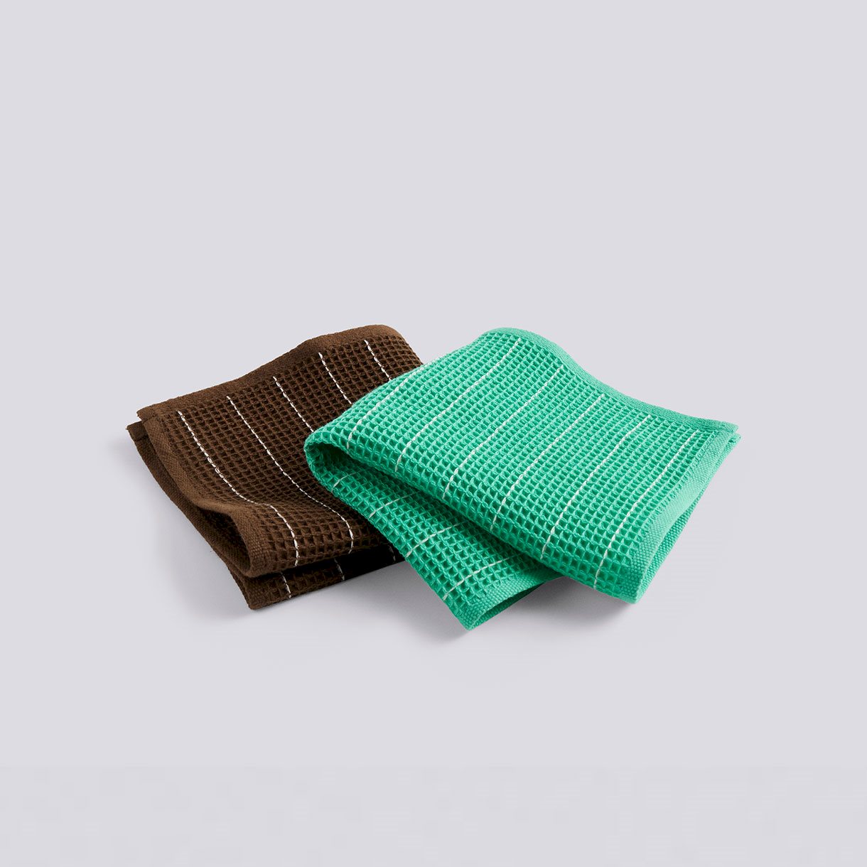  Canteen Dish Cloth-Set of 2-Chocolate pinstripe, Emerald pinstripe