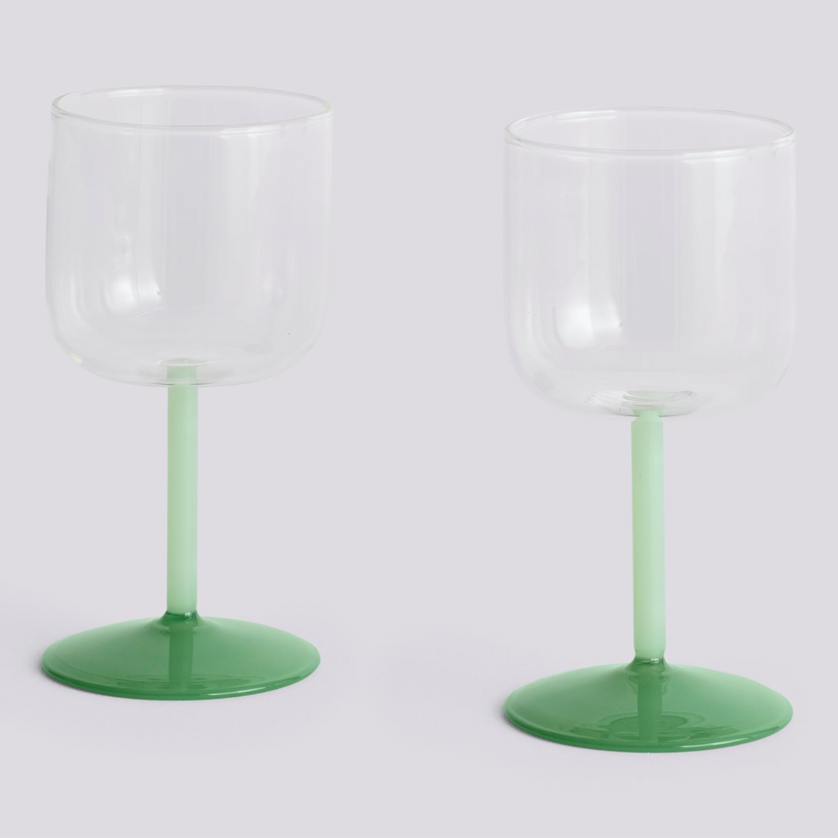 Tint Wine Glass-Set of 2-Clear, jade light green and jade dark green