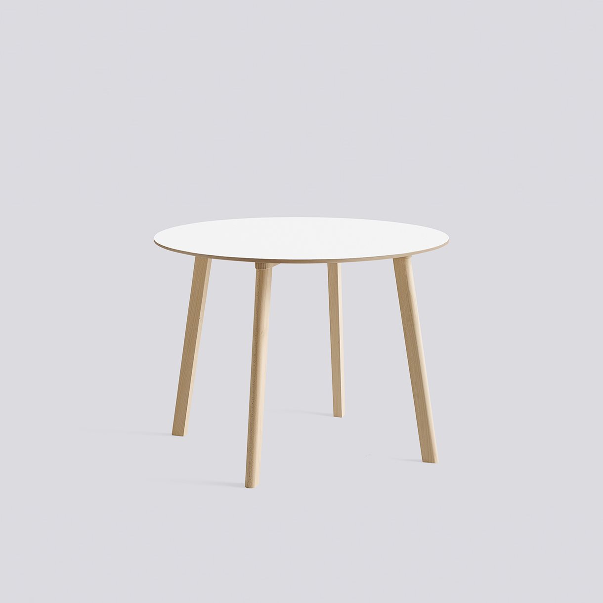 CPH Deux 220 Table Untreated beech frame-Ø98 x H73-Pearl white laminate tabletop Water-based lacquered edge