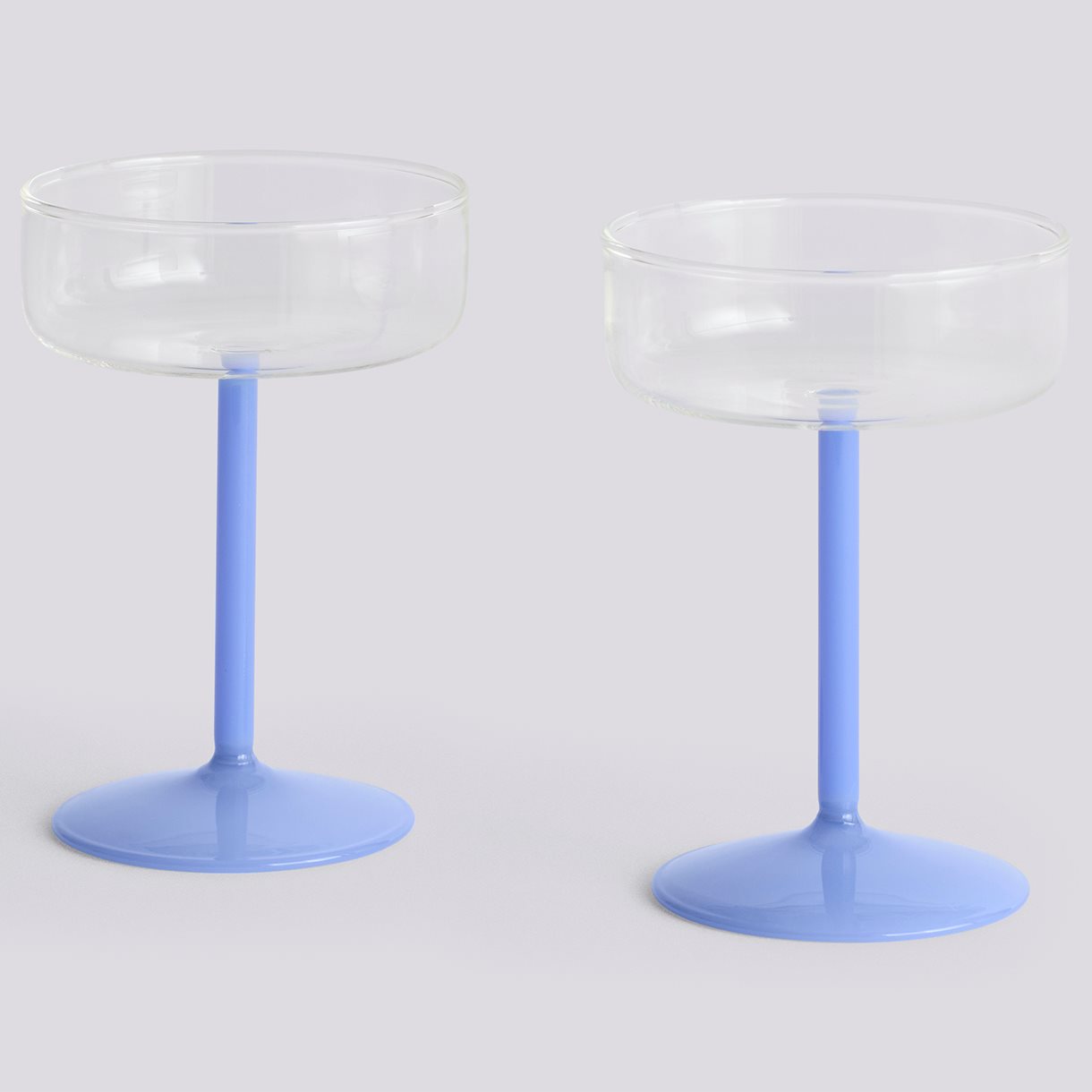 Tint Coupe Glass-Set of 2-Clear and jade light blue