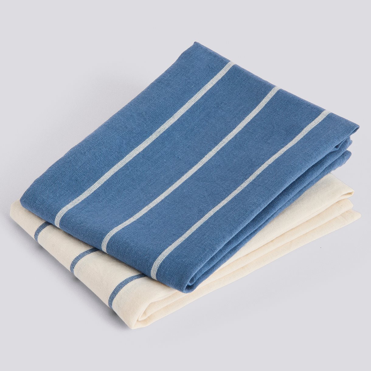  Outdoor Market Tea Towel-Set of 2-Blue with beige stripe