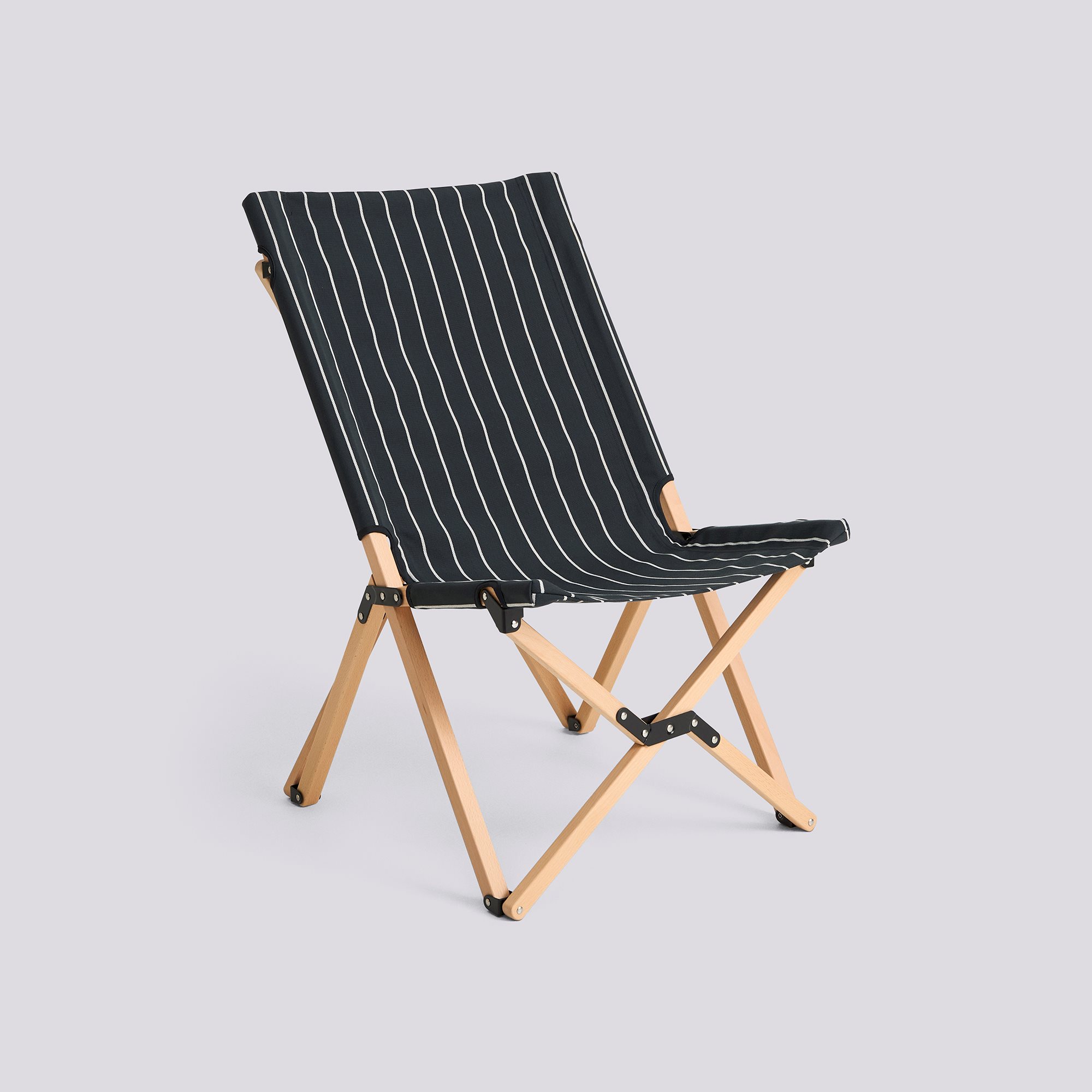  Outdoor Market Folding Chair-Black with beige stripe