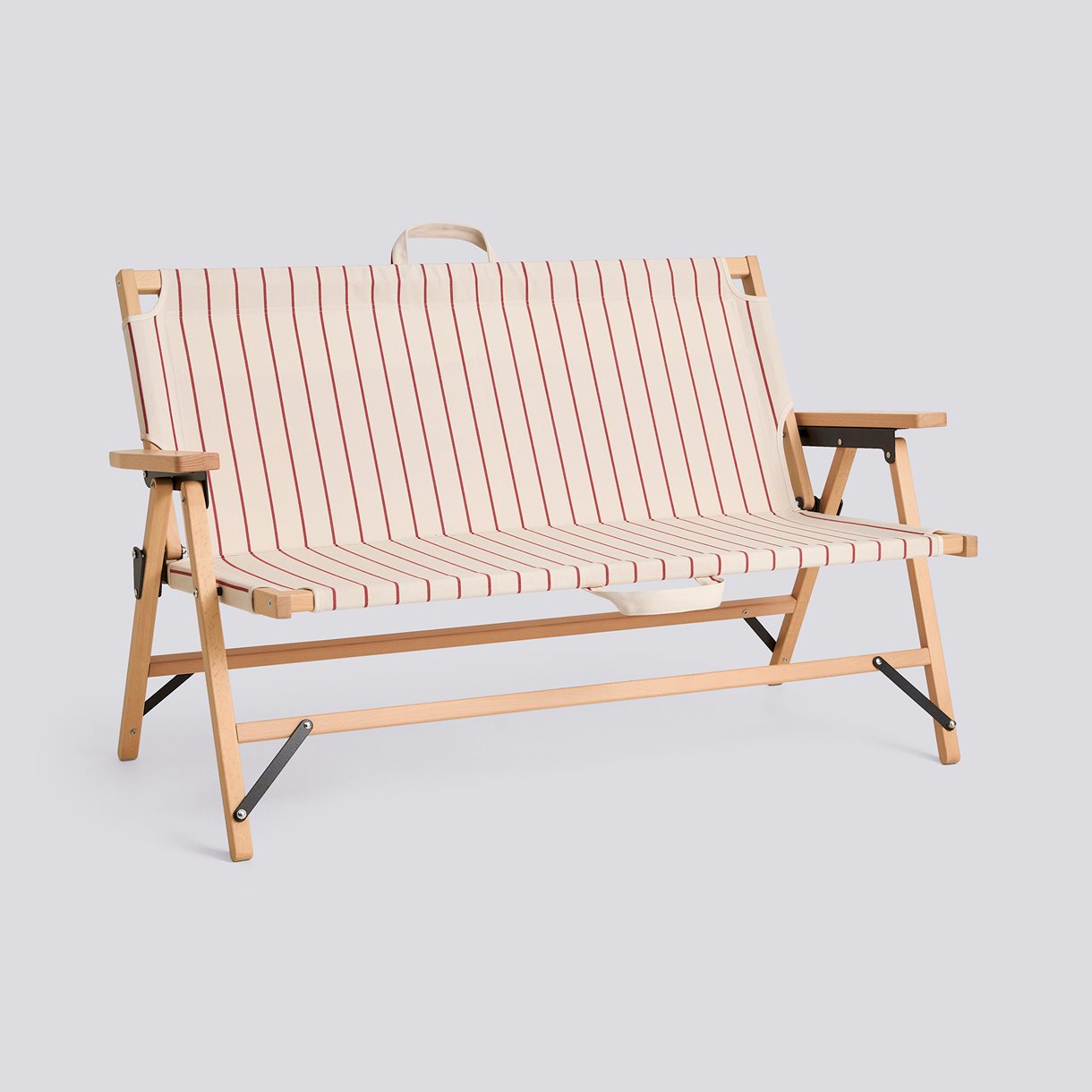 Outdoor Market Folding Sofa-Beige with red stripe