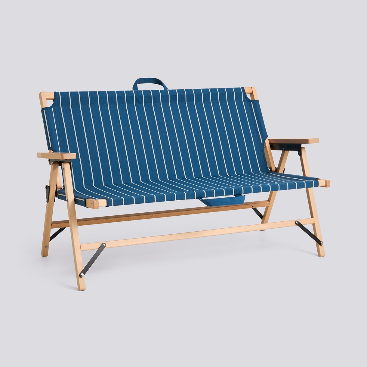 Outdoor Market Folding Sofa-Blue with beige stripe