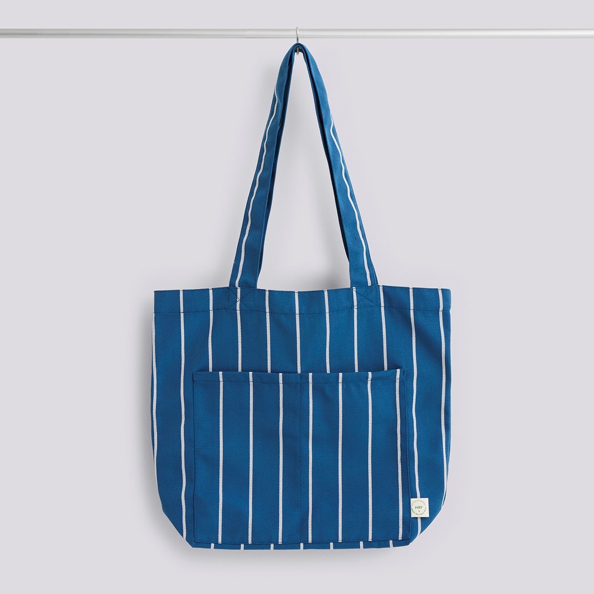  Outdoor Market Tote Bag-Medium-Blue with beige stripe
