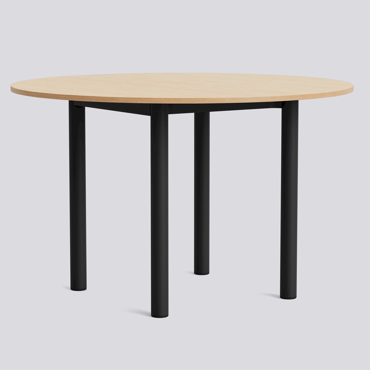 Annex Table Round Charcoal powder coated aluminium legs Charcoal powder coated aluminium apron Adjustable gliders-Ø120 x H75-Water-based lacquered oak tabletop Water-based lacquered plywood edge