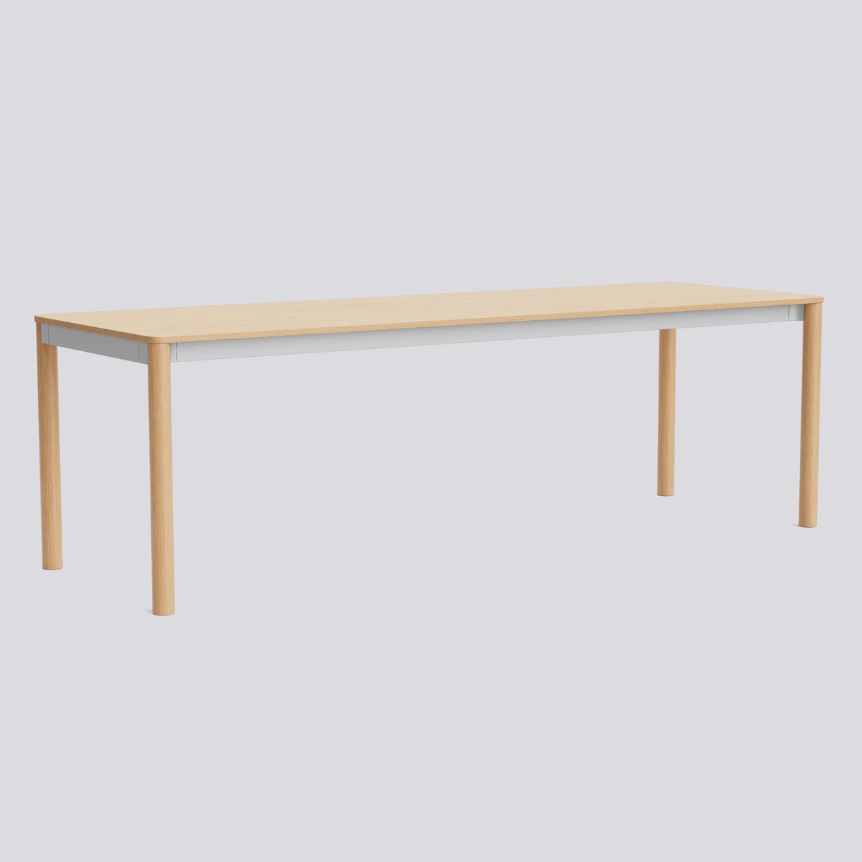  Annex Table Flush Water-based lacquered oak legs Anodized aluminium apron Adjustable gliders-L240 x W80 x H75-Water-based lacquered oak tabletop Water-based lacquered plywood edge