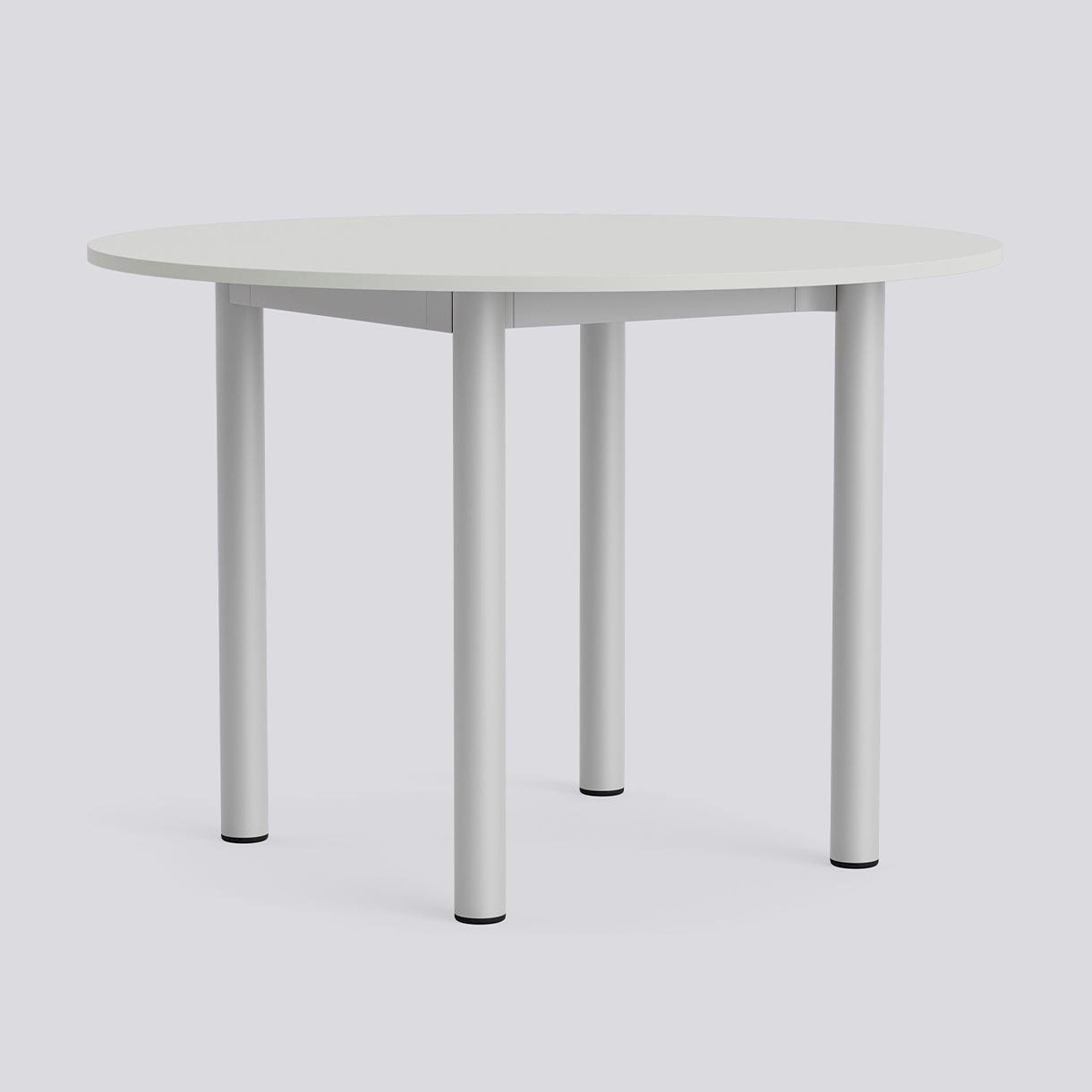Annex Table Round Anodized aluminium legs Anodized aluminium apron Adjustable gliders-Ø110 x H75-Cloud grey linoleum tabletop Cloud grey ABS edge