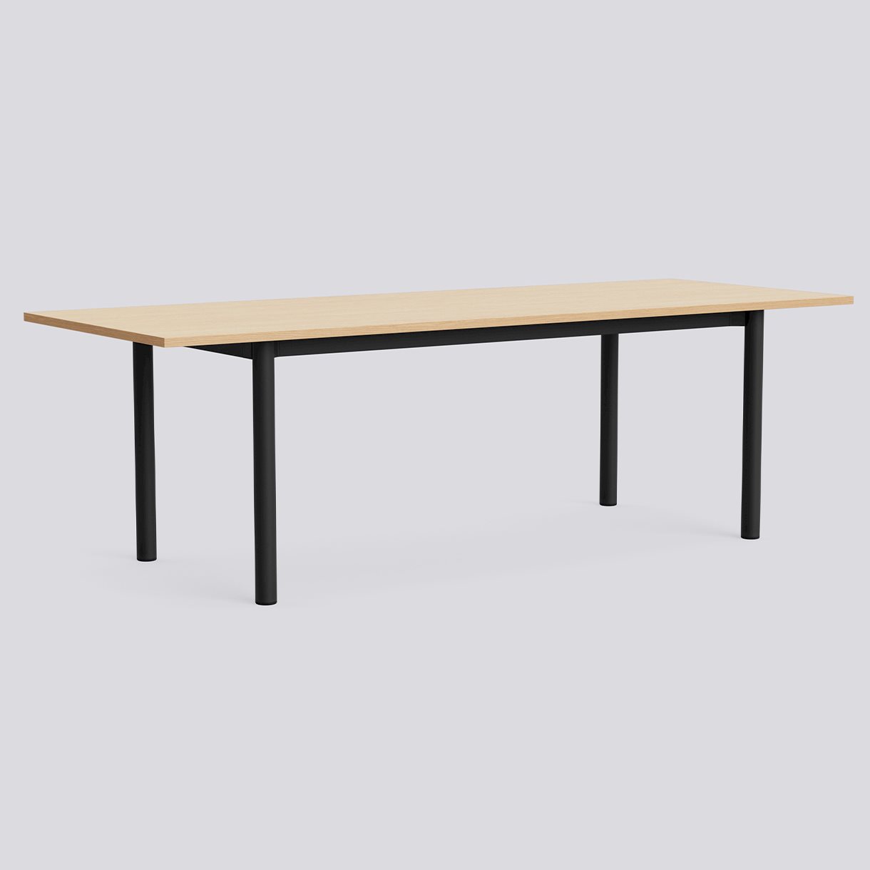 Annex Table Overhang Charcoal powder coated aluminium legs Charcoal powder coated aluminium apron Adjustable gliders-L240 x W90 x H75-Water-based lacquered oak tabletop Water-based lacquered plywood edge