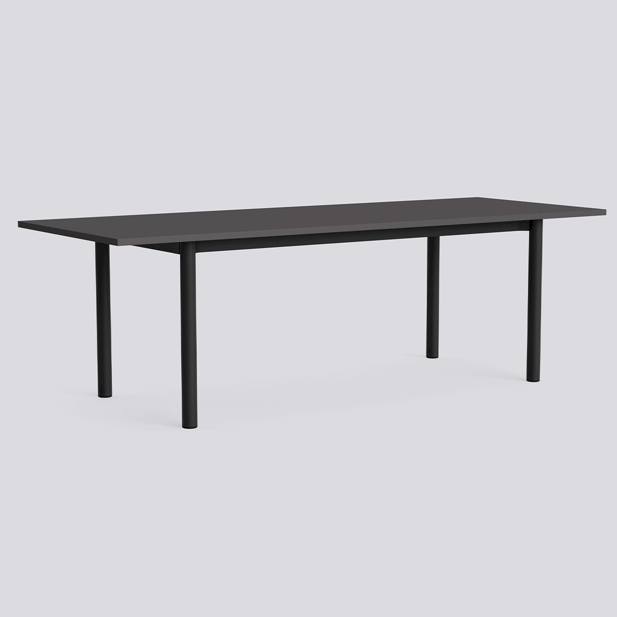 Annex Table Overhang Charcoal powder coated aluminium legs Charcoal powder coated aluminium apron Adjustable gliders-L240 x W90 x H75-Dark grey linoleum tabletop Dark grey ABS edge