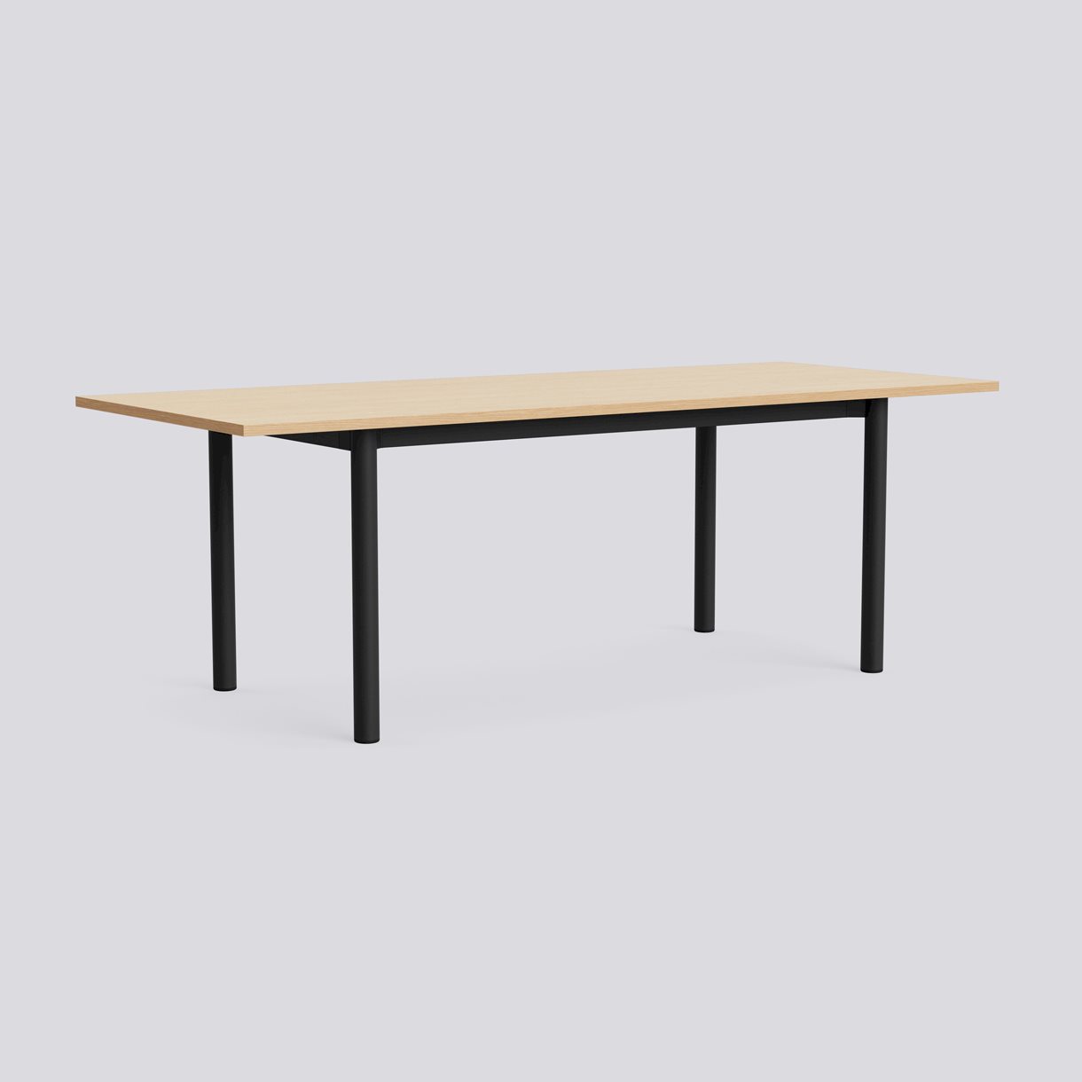 Annex Table Overhang Charcoal powder coated aluminium legs Charcoal powder coated aluminium apron Adjustable gliders-L220 x W90 x H75-Water-based lacquered oak tabletop Water-based lacquered plywood edge