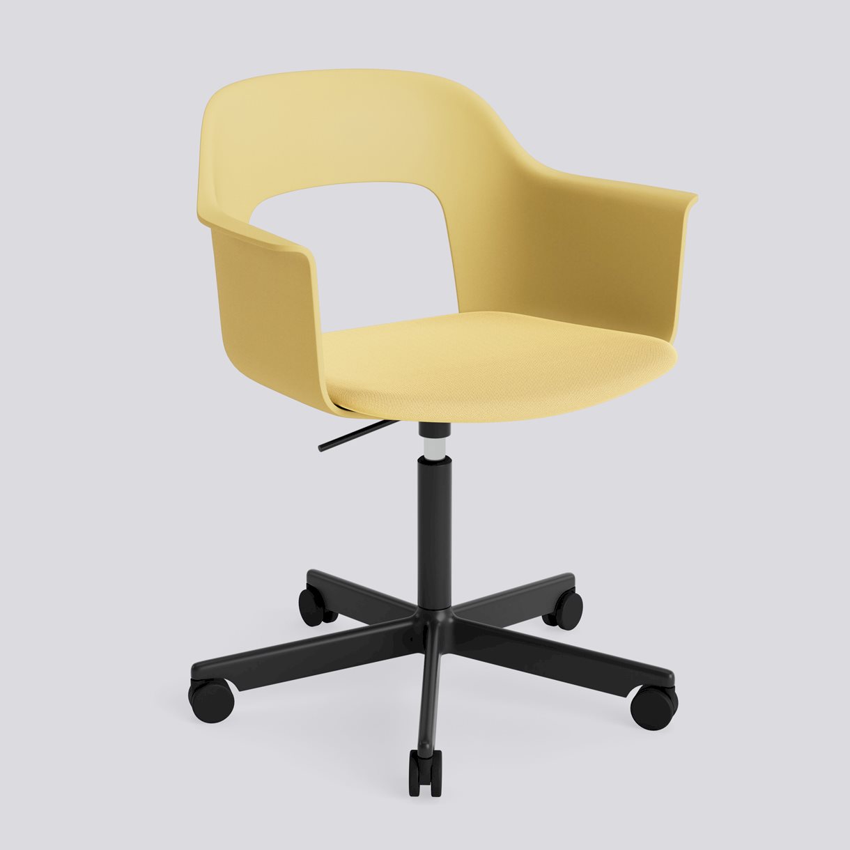  Layout Armchair 243 Black powder coated aluminium 5 star swivel Gas lift Wheel base-Biscotti polypropylene shell Seat upholstery-Relate-431