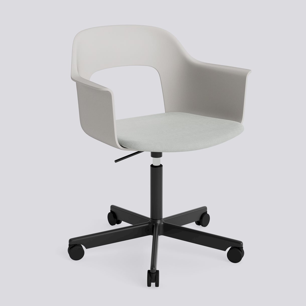 Layout Armchair 243 Black powder coated aluminium 5 star swivel Gas lift Wheel base-Sky grey polypropylene shell Seat upholstery-Naveli-113