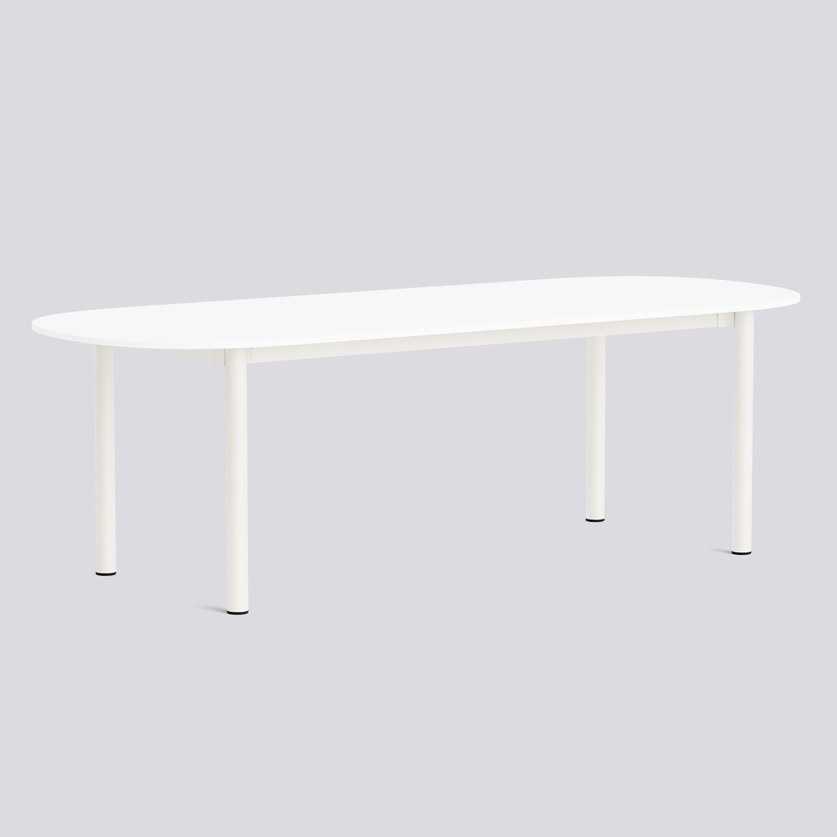 Annex Table Oblong Cream white powder coated aluminium legs Cream white powder coated aluminium apron Adjustable gliders-L240 x W95 x H75-White laminate tabletop White ABS edge