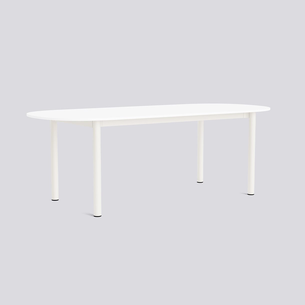 Annex Table Oblong Cream white powder coated aluminium legs Cream white powder coated aluminium apron Adjustable gliders-L220 x W95 x H75-White laminate tabletop White ABS edge