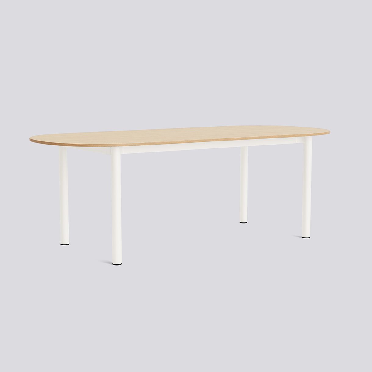  Annex Table Oblong Cream white powder coated aluminium legs Cream white powder coated aluminium apron Adjustable gliders-L220 x W95 x H75-Water-based lacquered oak tabletop Water-based lacquered plywood edge