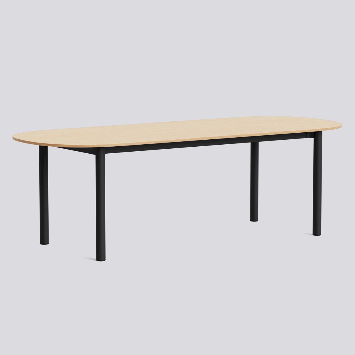 Annex Table Oblong Charcoal powder coated aluminium legs Charcoal powder coated aluminium apron Adjustable gliders-L240 x W95 x H75-Water-based lacquered oak tabletop Water-based lacquered plywood edge