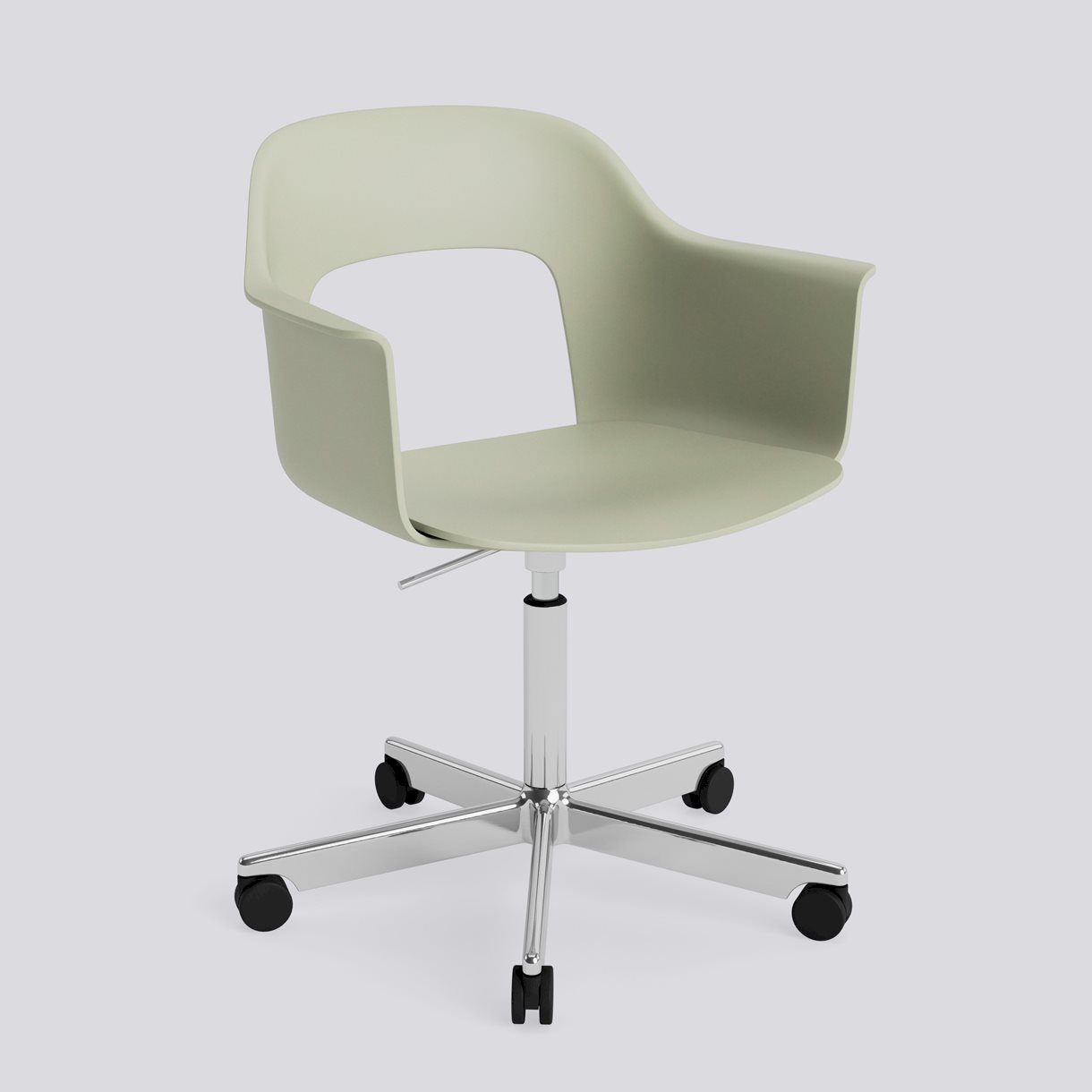 Layout Armchair 241 Polished aluminium 5 star swivel Gas lift Wheel base-Pastel green polypropylene shell/seat-None-None
