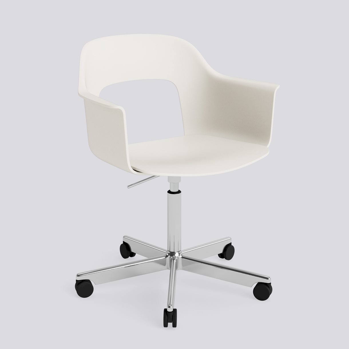 Layout Armchair 241 Polished aluminium 5 star swivel Gas lift Wheel base-Cream white polypropylene shell/seat-None-None