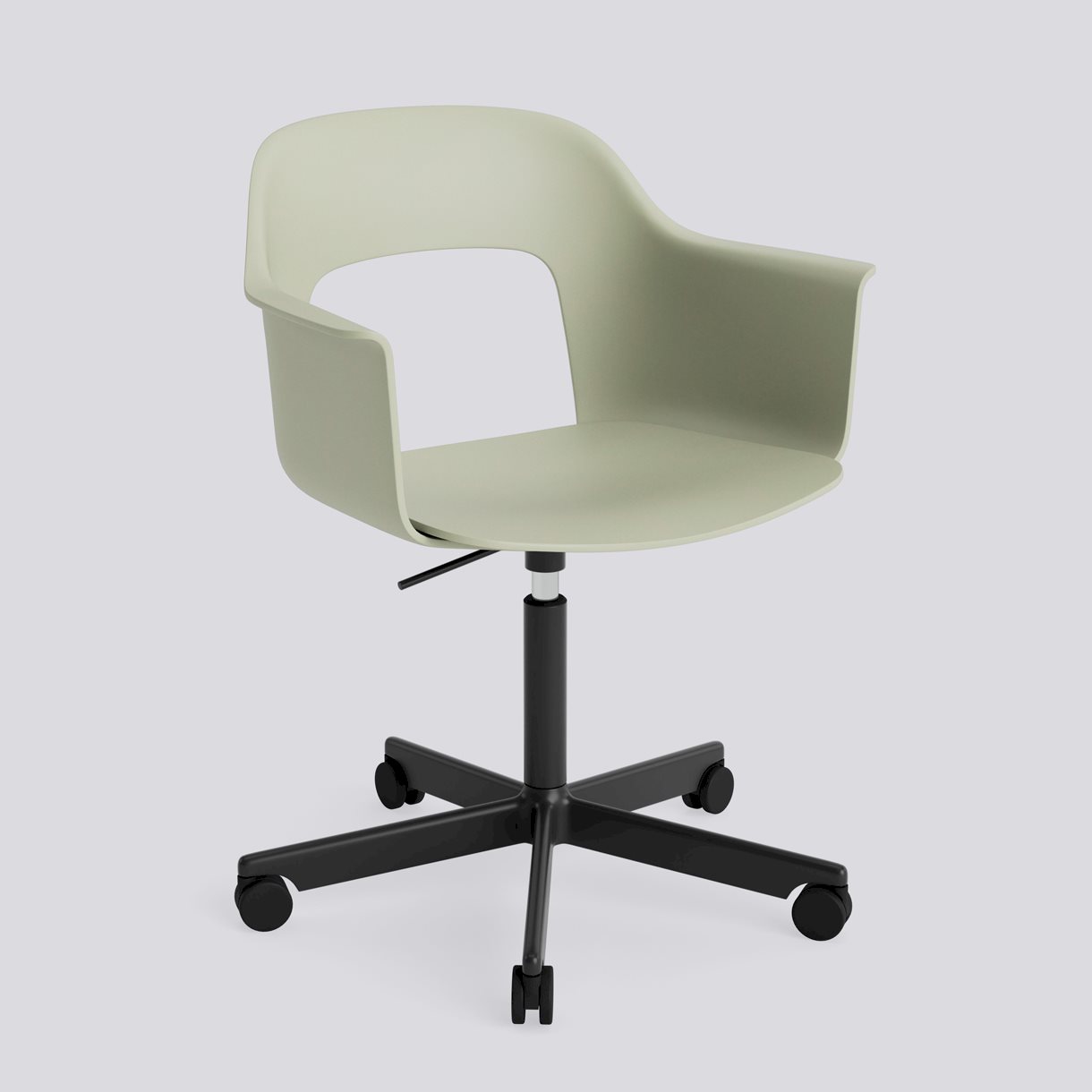 Layout Armchair 241 Black powder coated aluminium 5 star swivel Gas lift Wheel base-Pastel green polypropylene shell/seat-None-None