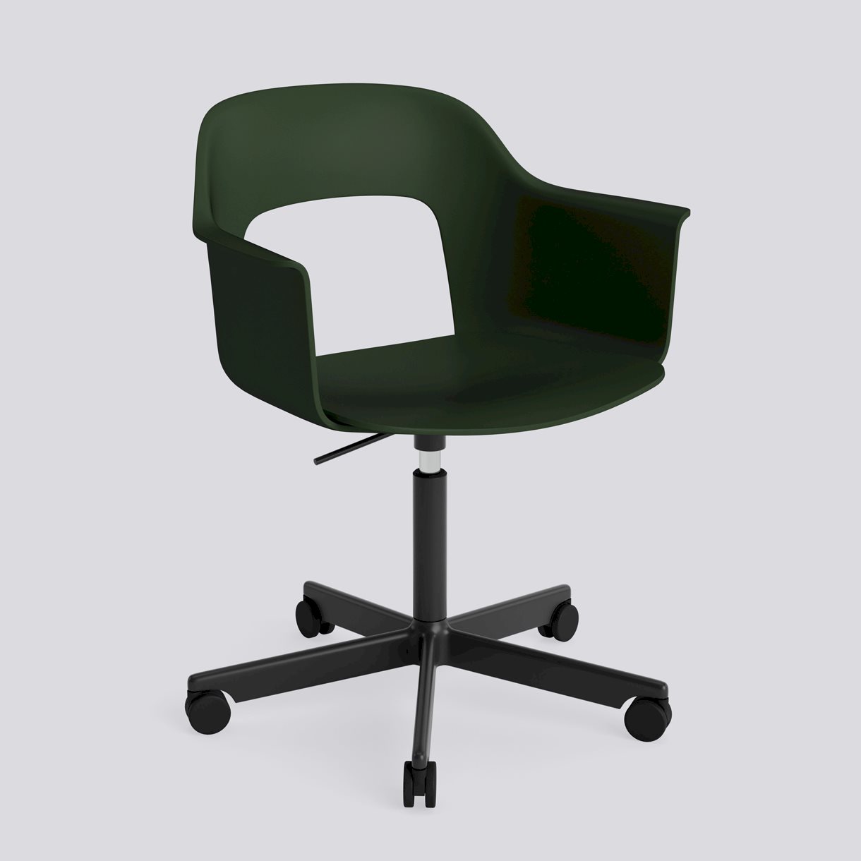 Layout Armchair 241 Black powder coated aluminium 5 star swivel Gas lift Wheel base-Bottle green polypropylene shell/seat-None-None