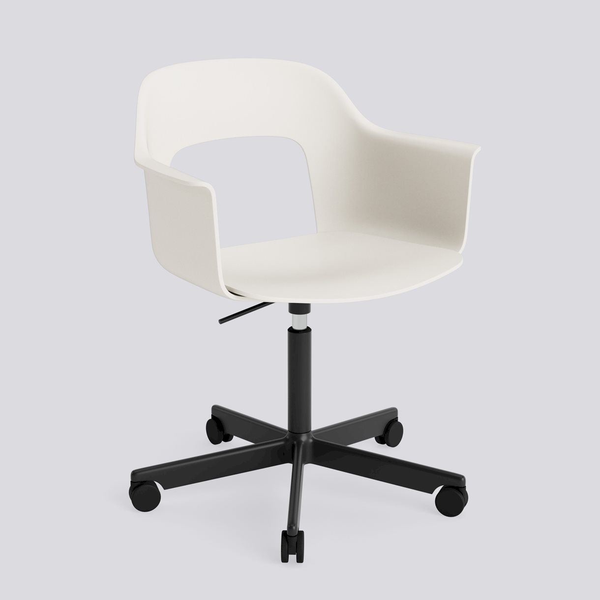 Layout Armchair 241 Black powder coated aluminium 5 star swivel Gas lift Wheel base-Cream white polypropylene shell/seat-None-None