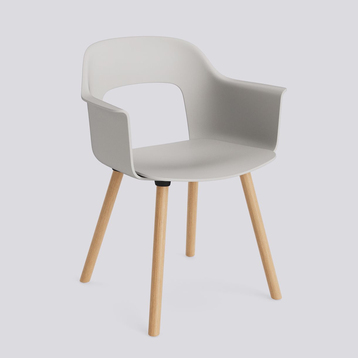 Layout Armchair 221 Water-based lacquered solid oak 4 leg base Standard glider-Sky grey polypropylene shell/seat-None-None