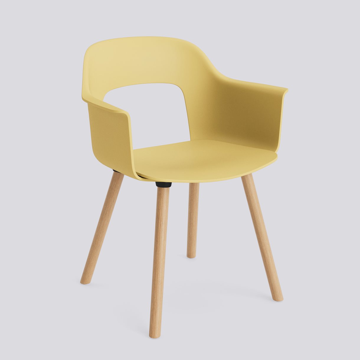 Layout Armchair 221 Water-based lacquered solid oak 4 leg base Standard glider-Biscotti polypropylene shell/seat-None-None