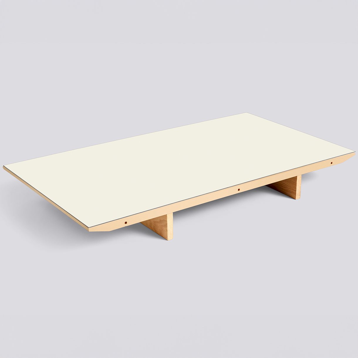 CPH30 Extendable Leaf-L50 x W90-Off-white linoleum tabletop Water-based lacquered edge Water-based lacquered oak crossbar