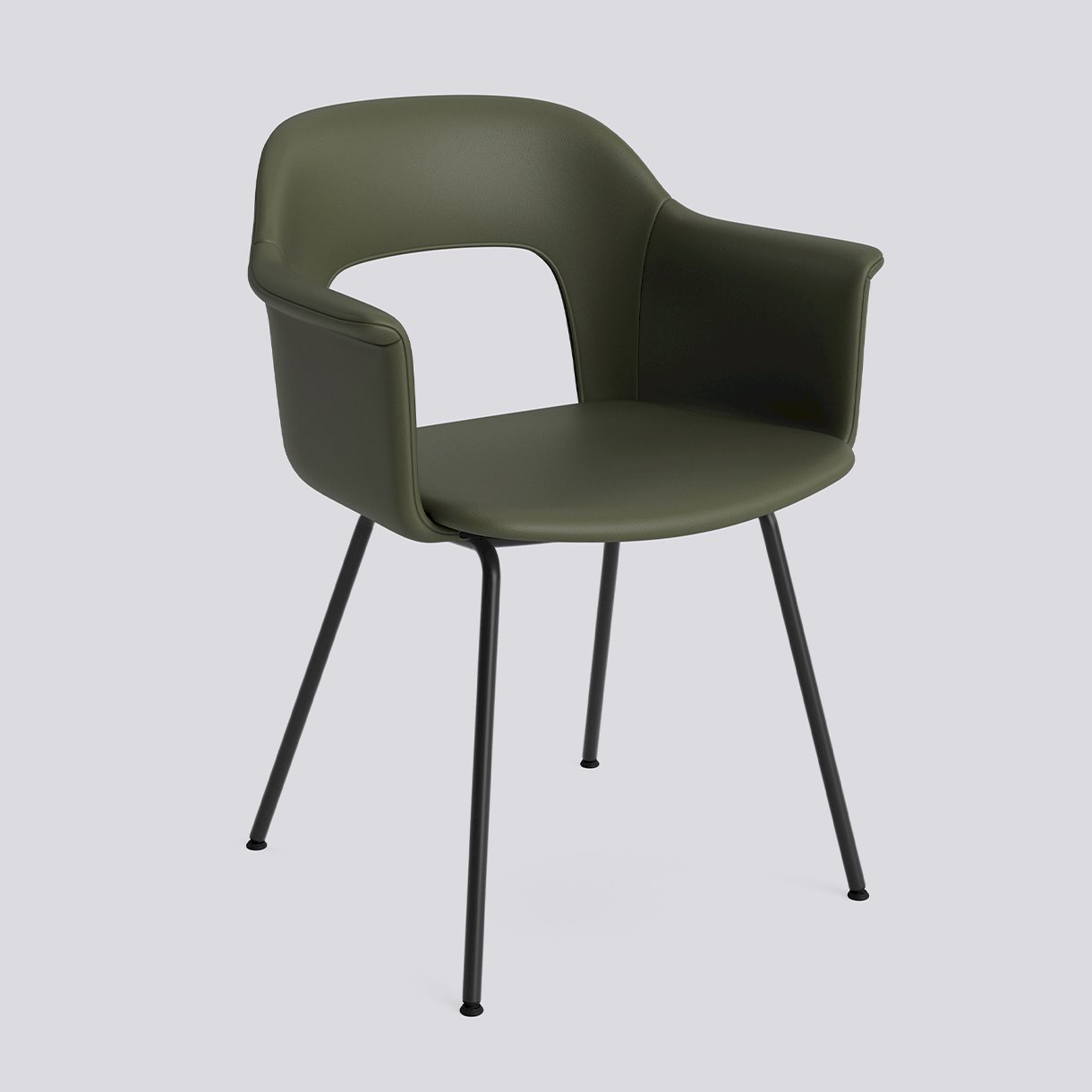 Layout Armchair 214 Black powder coated steel 4 leg base Standard glider-Full upholstery-Grano-Caper green