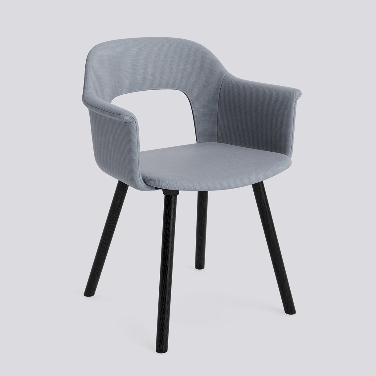 Layout Armchair 224 Black water-based lacquered solid oak 4 leg base Standard glider-Full upholstery-Naveli-143