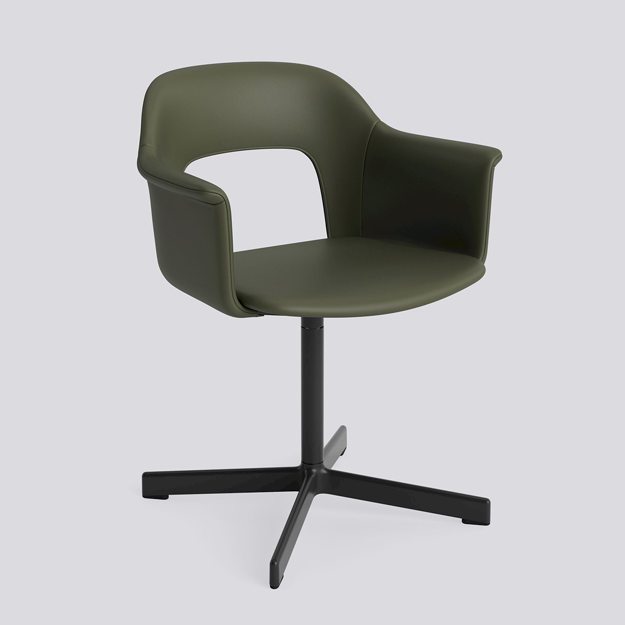 Layout Armchair 234 Black powder coated aluminium 4 star swivel base Standard glider-Full upholstery-Grano-Caper green