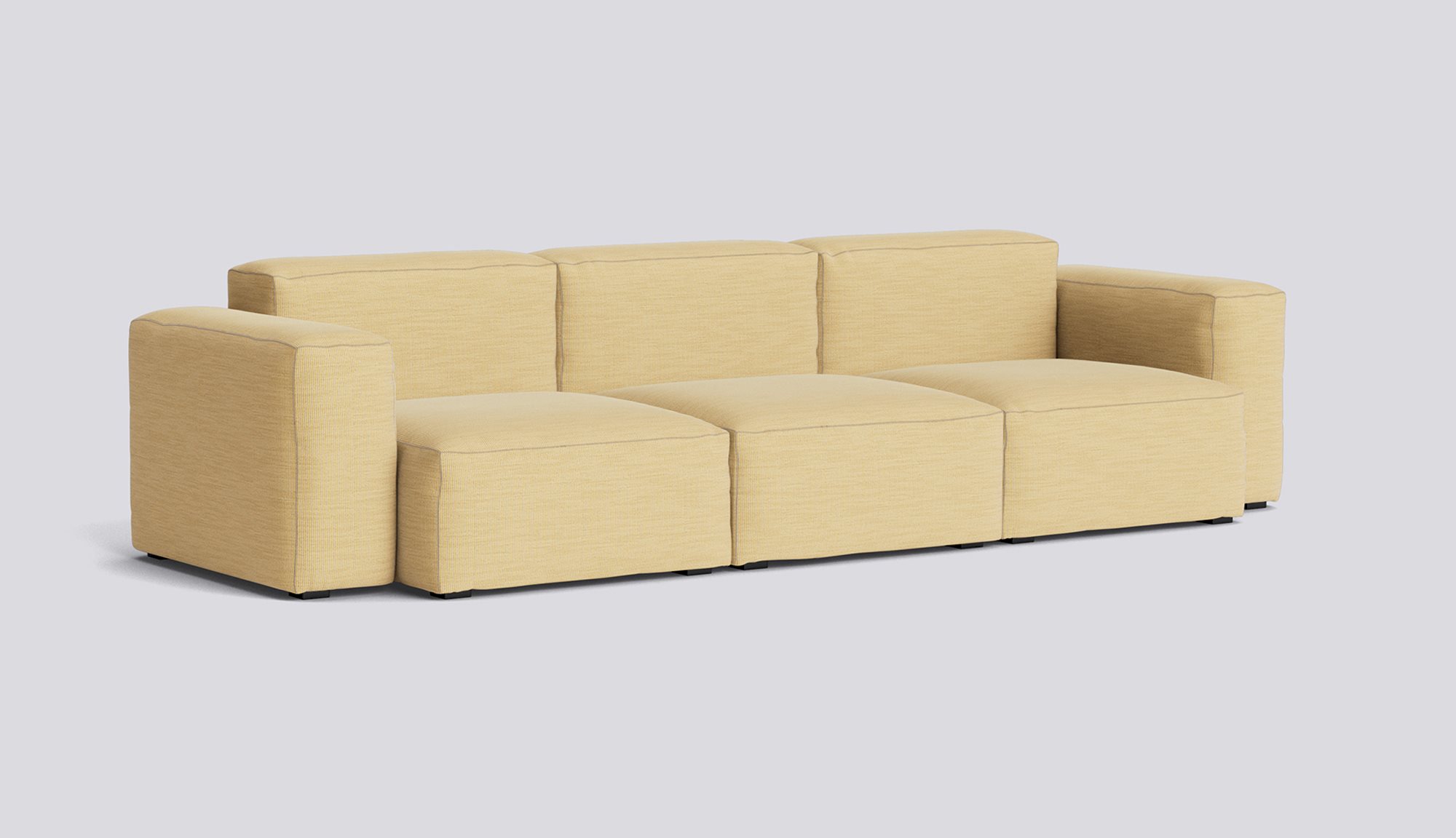Mags Soft 3 Seater Low Armrest Combination 1-Full upholstery-Yuma-833-Beige stitches