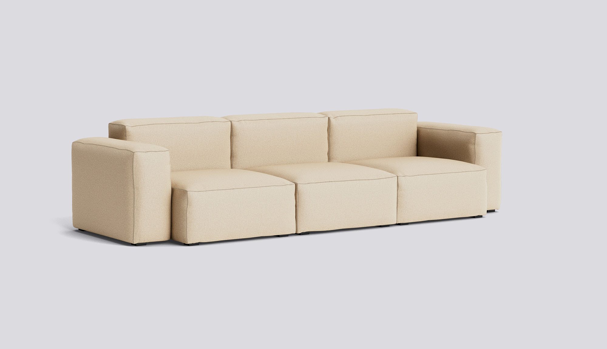  Mags Soft 3 Seater Low Armrest Combination 1-Full upholstery-Hallingdal-220-Beige stitches