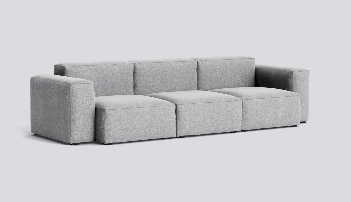 Mags Soft 3 Seater Low Armrest Combination 1-Full upholstery-Hallingdal-130-Beige stitches