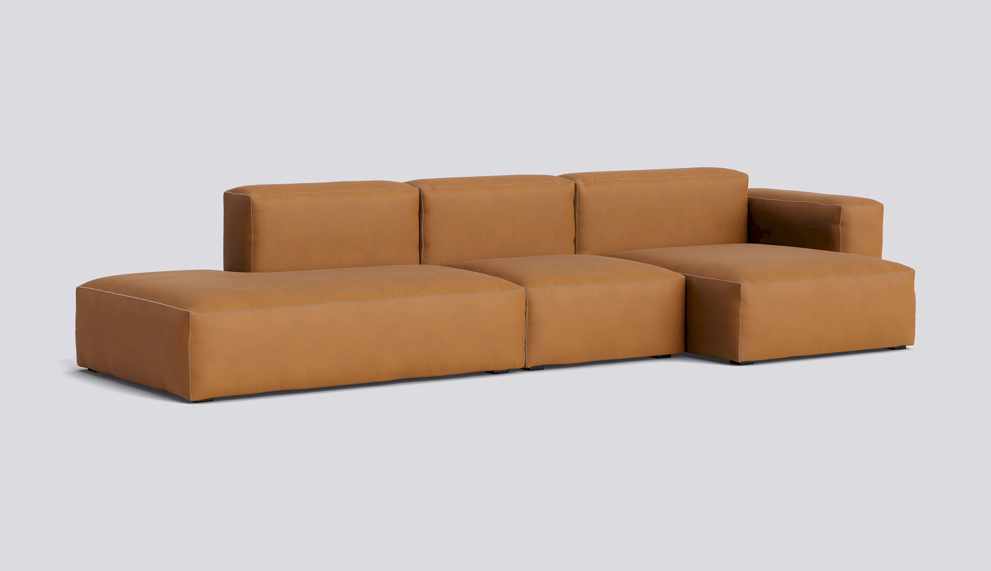 Mags Soft 3 Seater Low armrest Combination 4 Right-Full upholstery-Sense-Cognac-Beige stitches